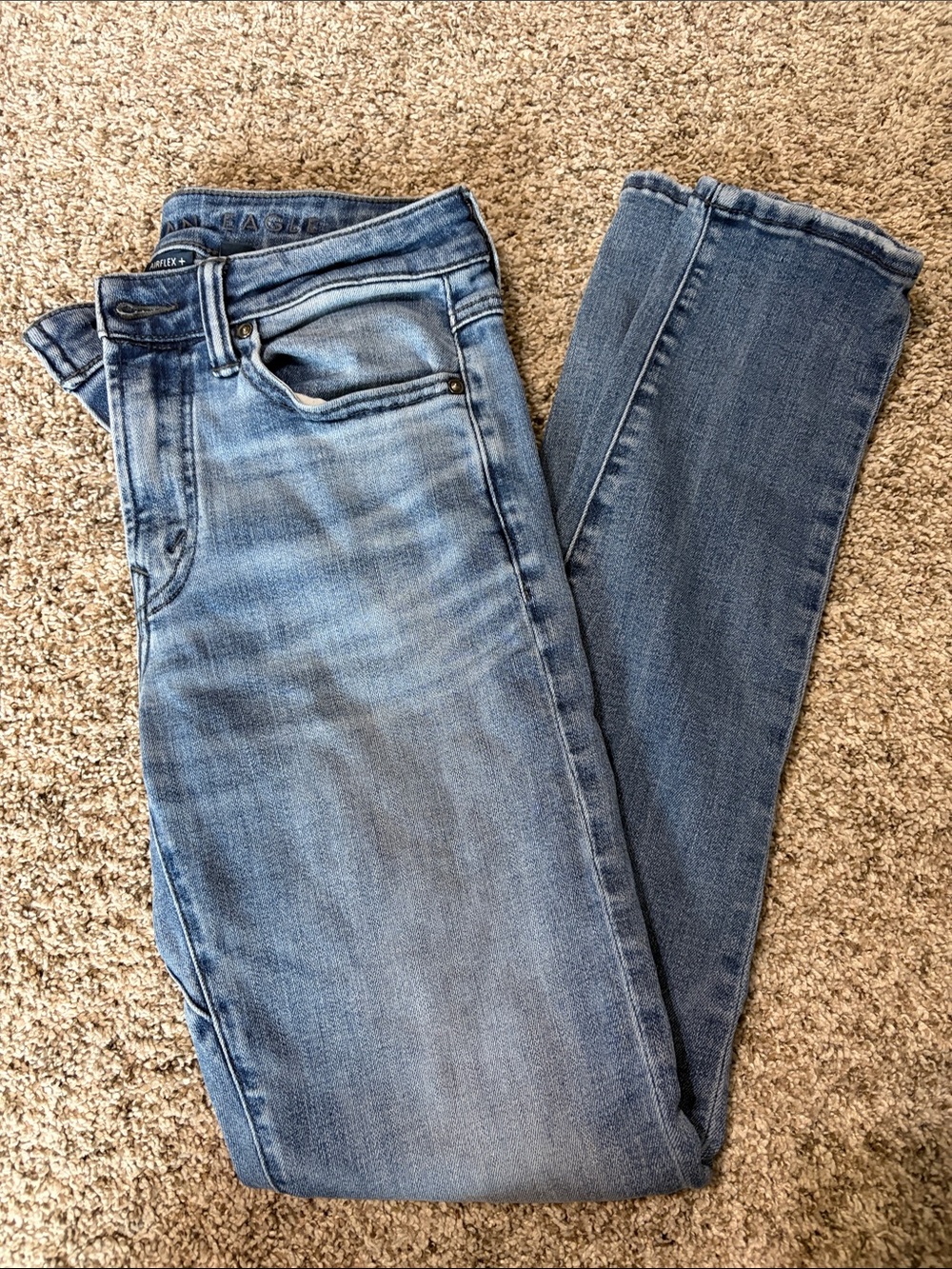American Eagle Outfitters Men's Slim Straight Jeans - Light Blue Wash